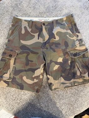 American Eagle Outfitters Men's Camo Cargo Shorts - Green & Brown